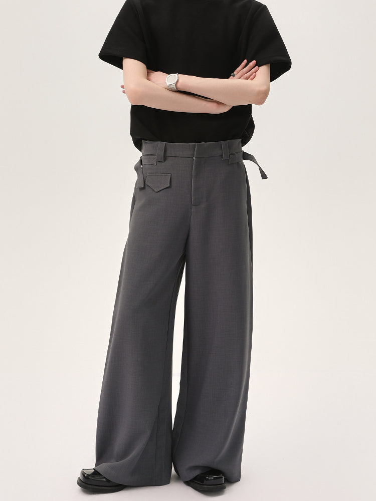 Wide-Leg Casual Straight Pants
