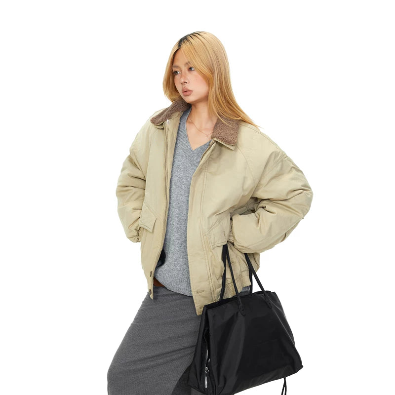 Lambswool Collar Cotton Workwear Jacket