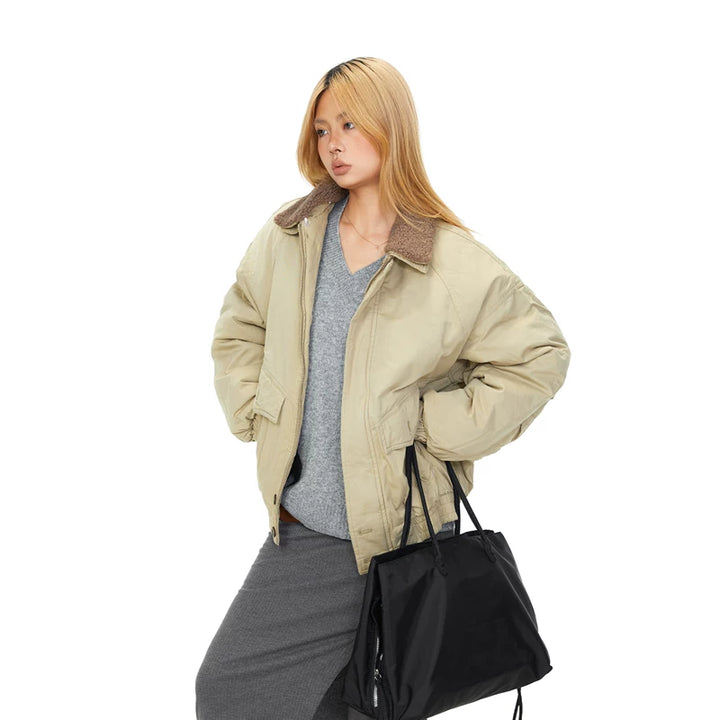 Lambswool Collar Cotton Workwear Jacket