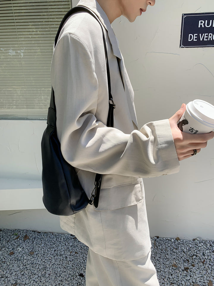 Korean Style Leather Bucket Crossbody Bag