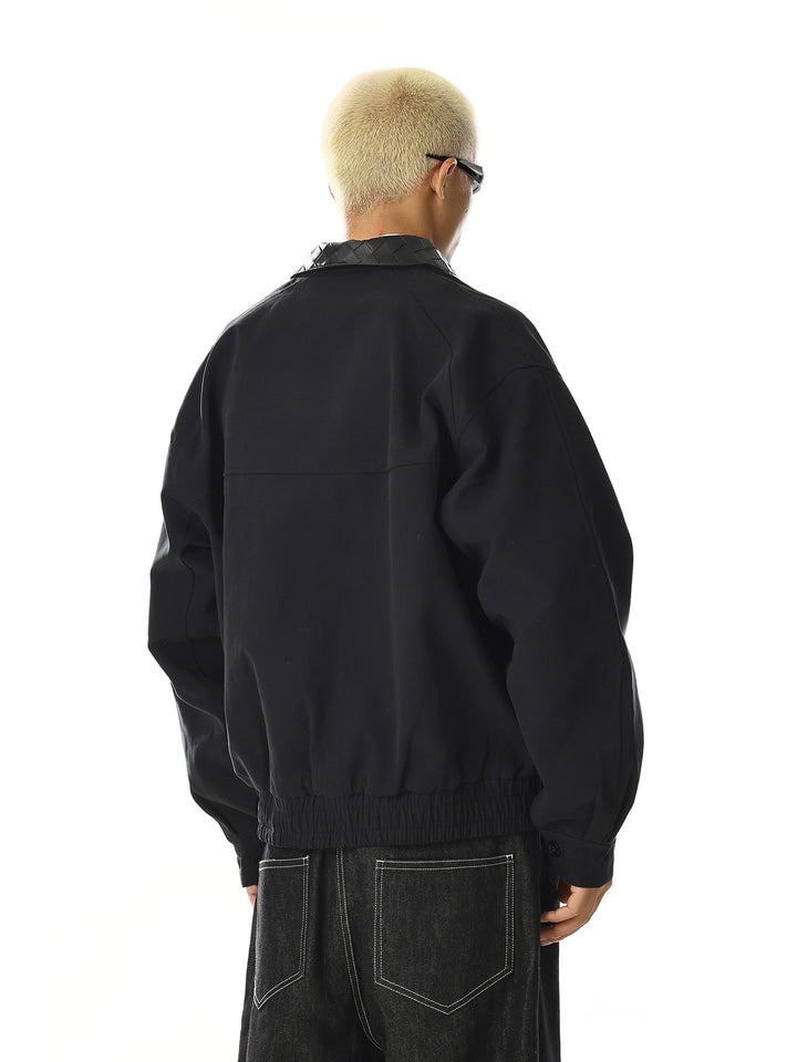 Lederkragen Minimalistische Lockere Passform Jacke 