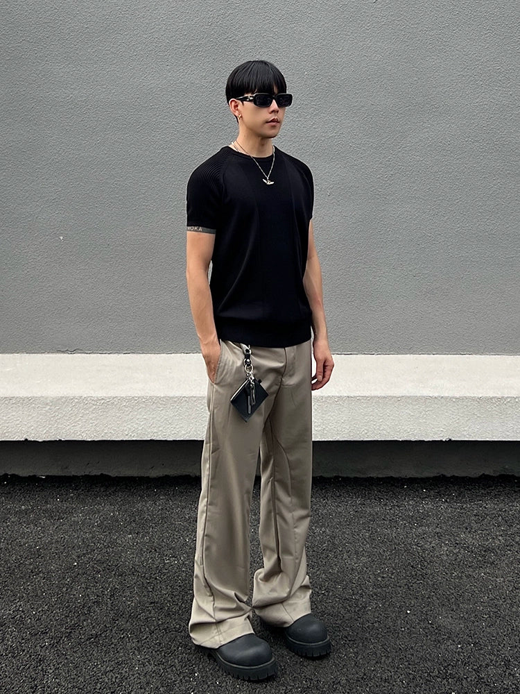Ausgestellte gerade Slim-Fit Freizeit-Hosen 