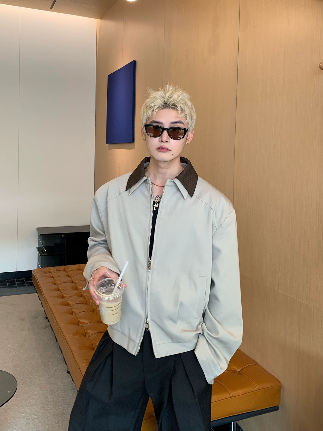 Double-Layer Collar Twill Jacket