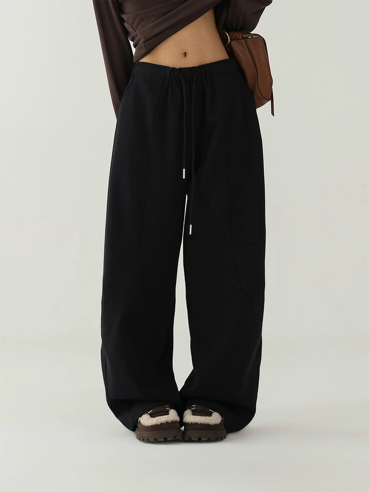 Wide-Leg Casual Drawstring Pants