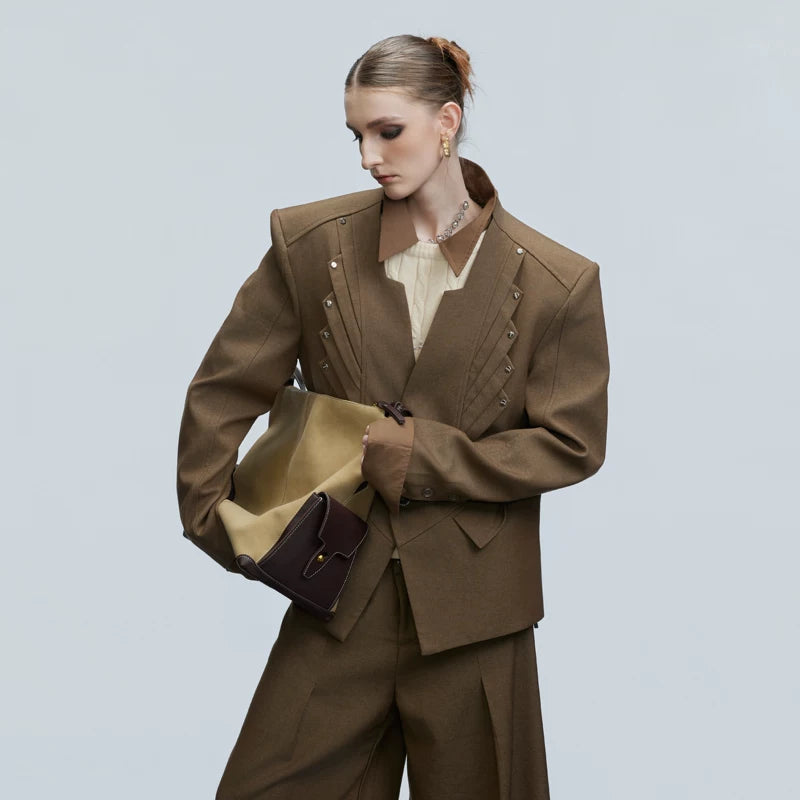 Wool Blend V-Neck Suit and Pants (sold separately)