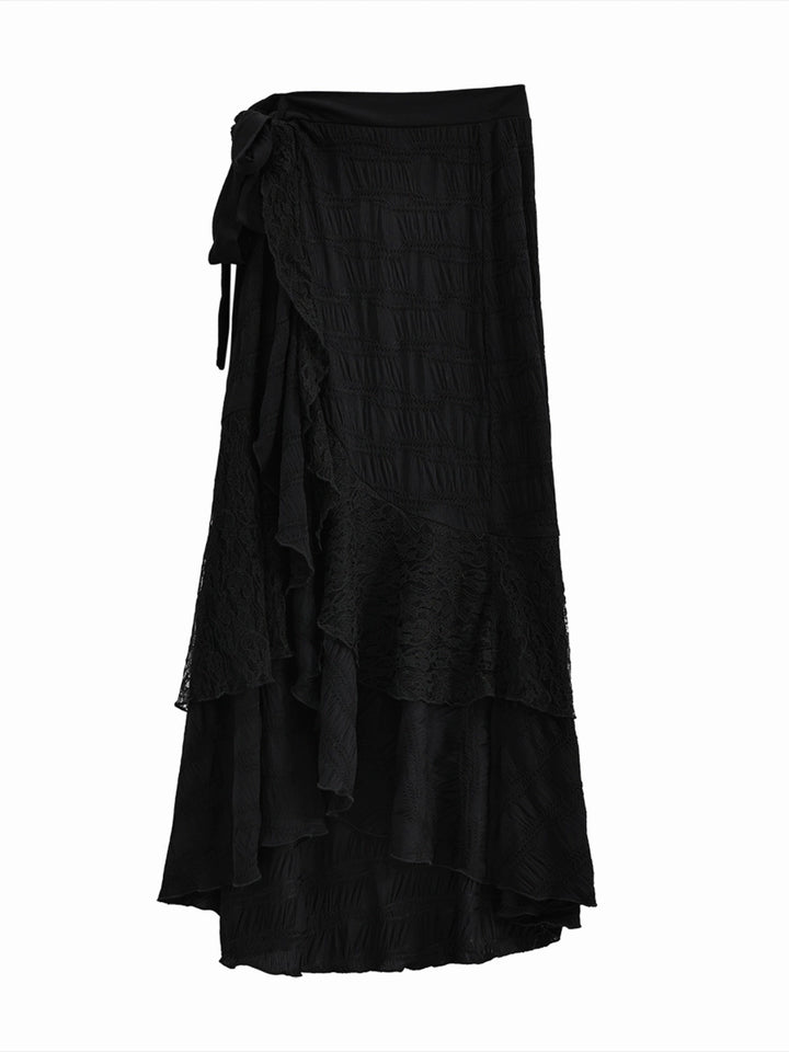 Ruffled High Waist Long Skirt