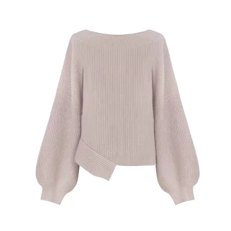 Avslappnad stickad tröja med off-shoulder 