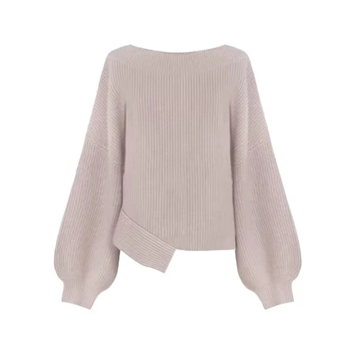 Avslappnad stickad tröja med off-shoulder 