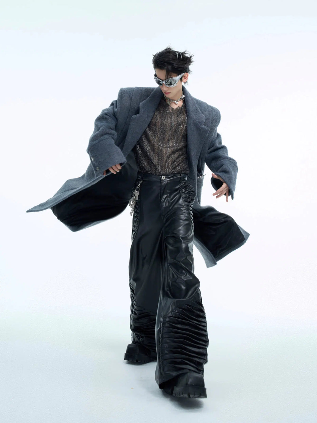 Metal Buckle Long Wool Coat