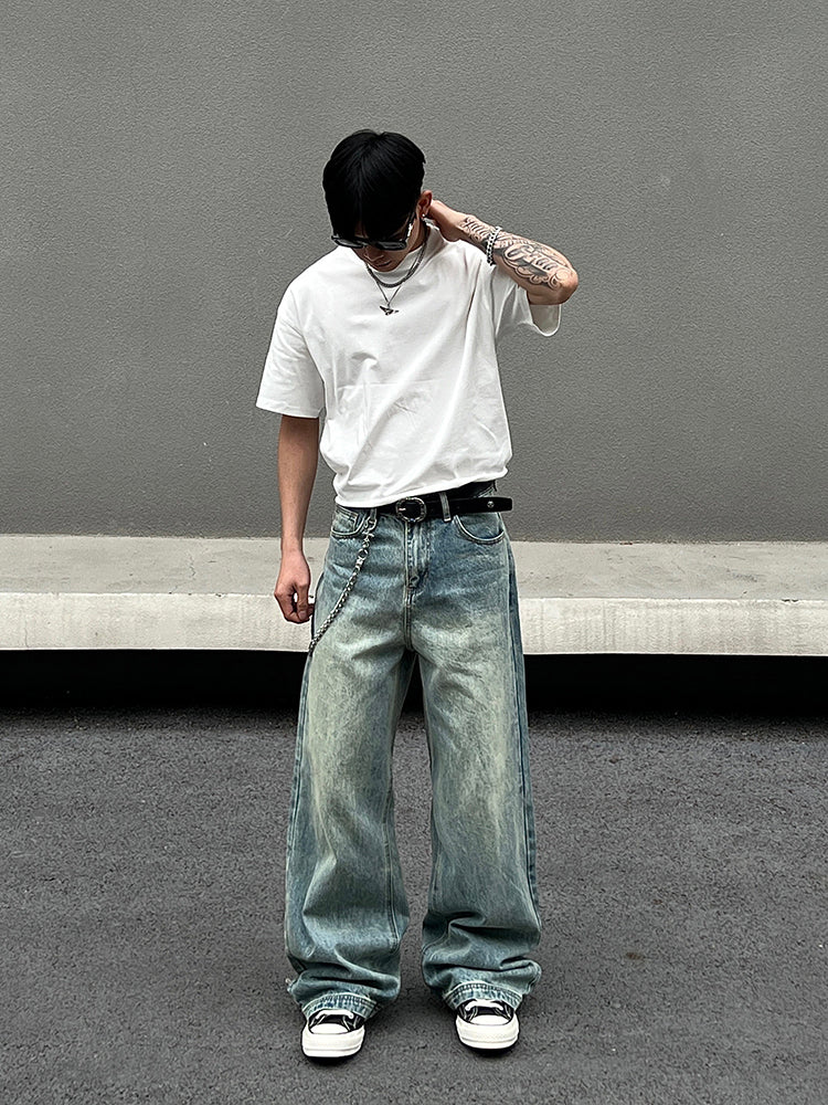 Wide-Leg Baggy Straight Jeans