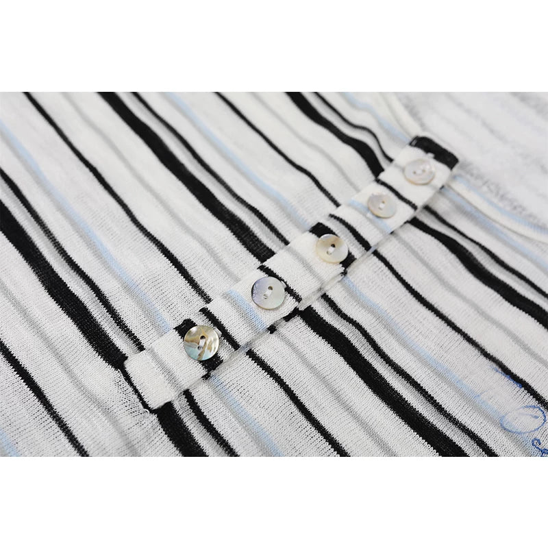 Camiseta de manga larga de dos piezas de imitación a rayas 