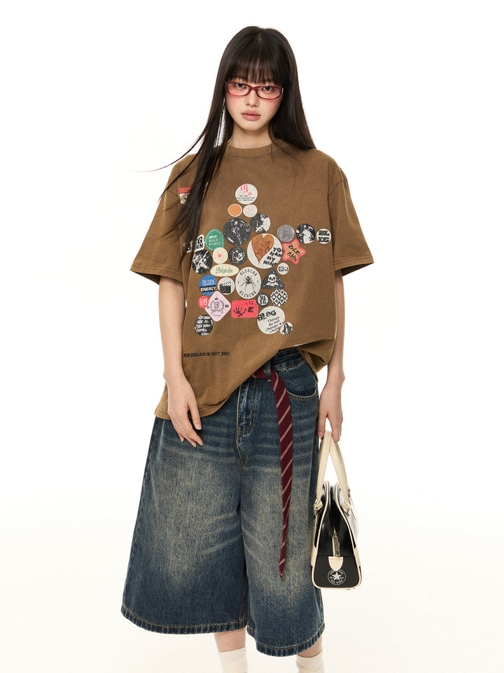 Loose Retro Graphic Short-Sleeve T-shirt