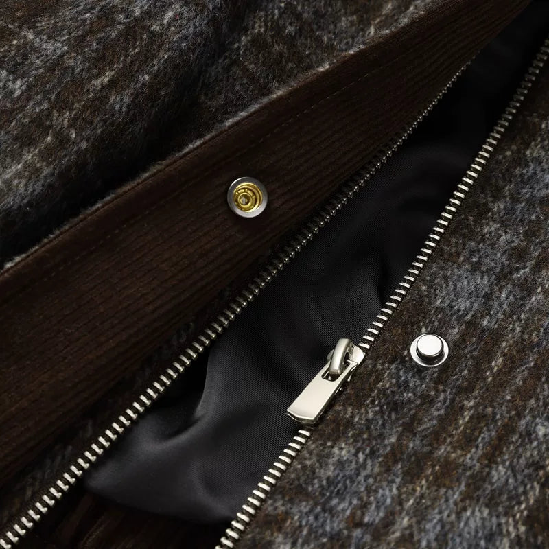 Plaid Wool Loose Fit Retro Coat