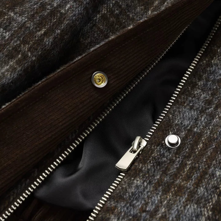 Plaid Wool Loose Fit Retro Coat