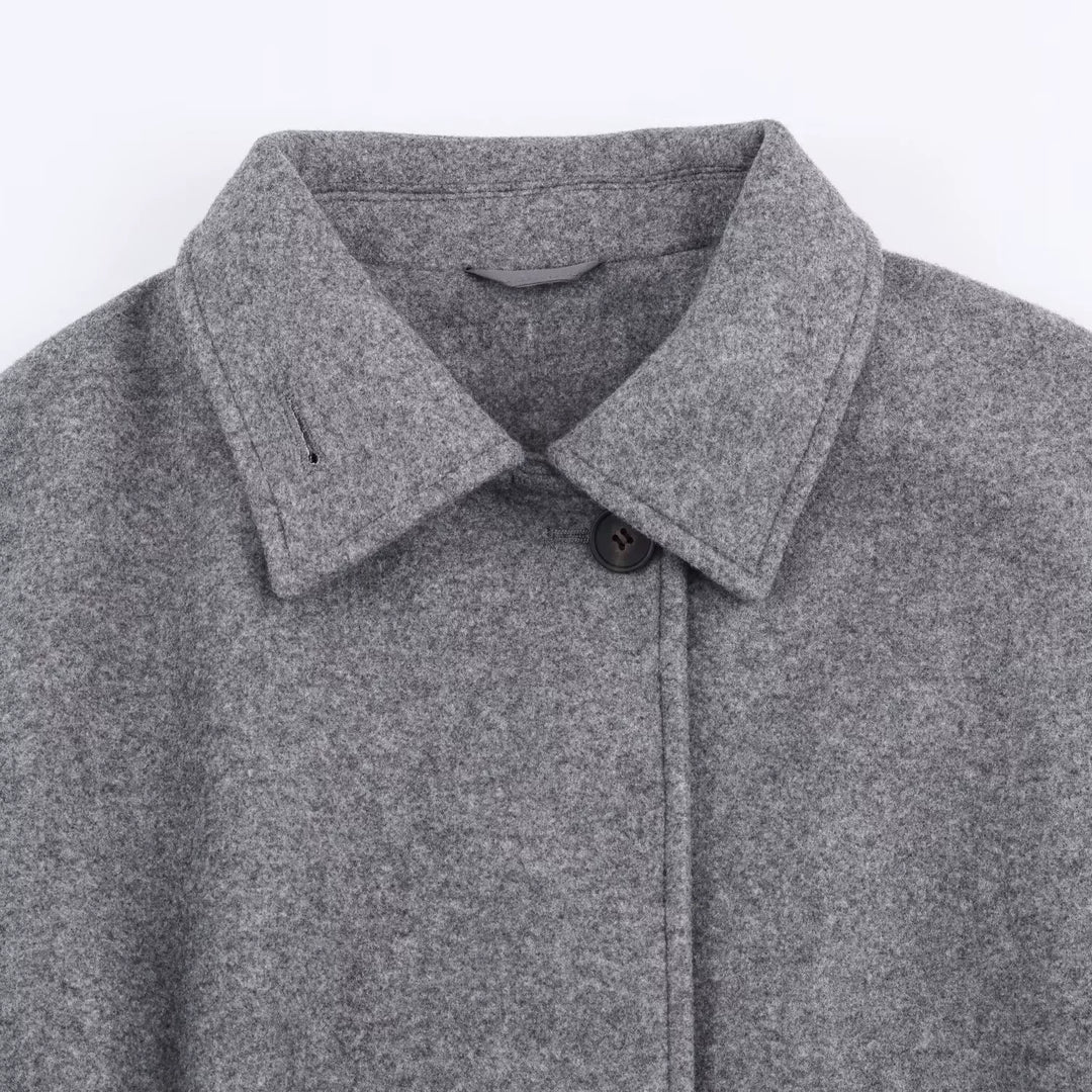 Manteau en laine à double couche avec ceinture 
