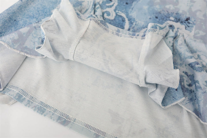 Mottled Print Ruffle V-Neck Tank
