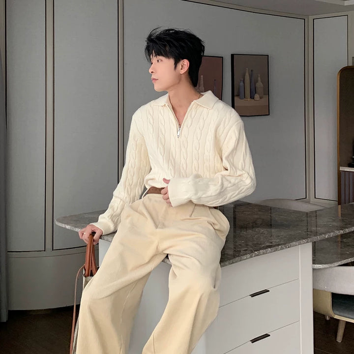 سويت شيرت بولو ذو سحاب نصفي بتصميم كابل 