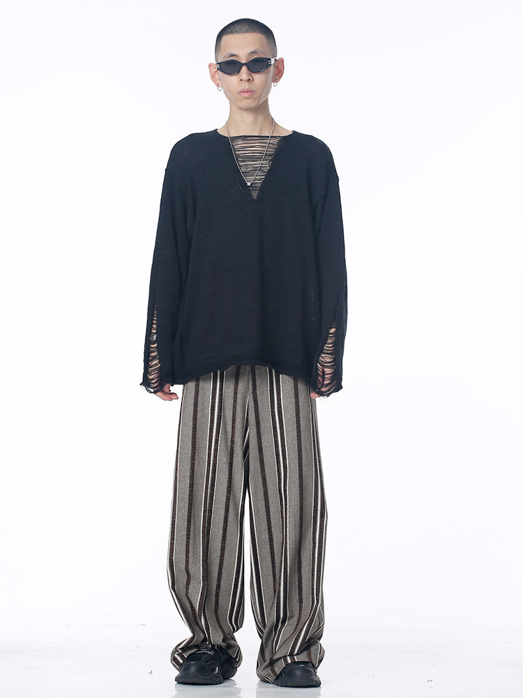 Knitted Hole Design Loose Sweater