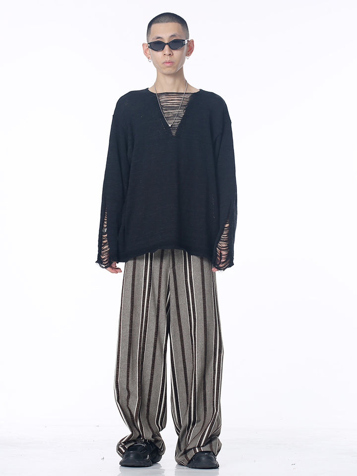 Knitted Hole Design Loose Sweater