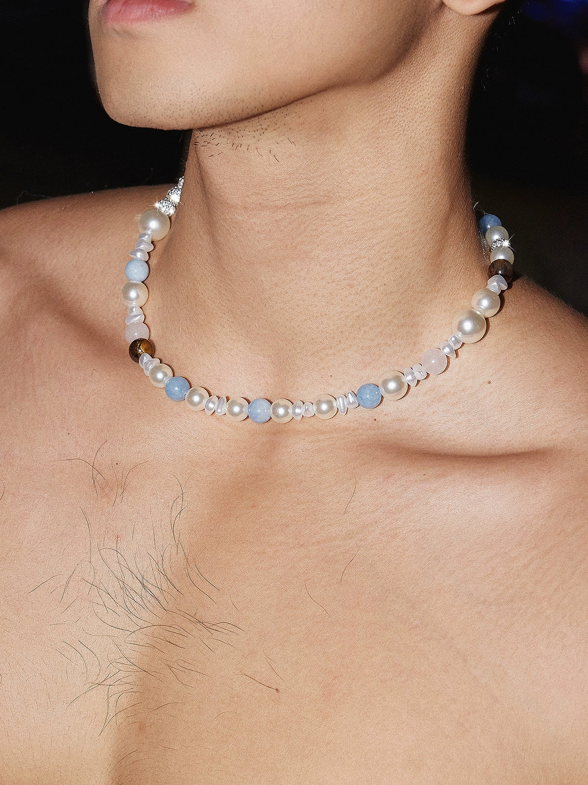 Natürliche Steinperle handgefertigte Schlüsselbein-Halskette 