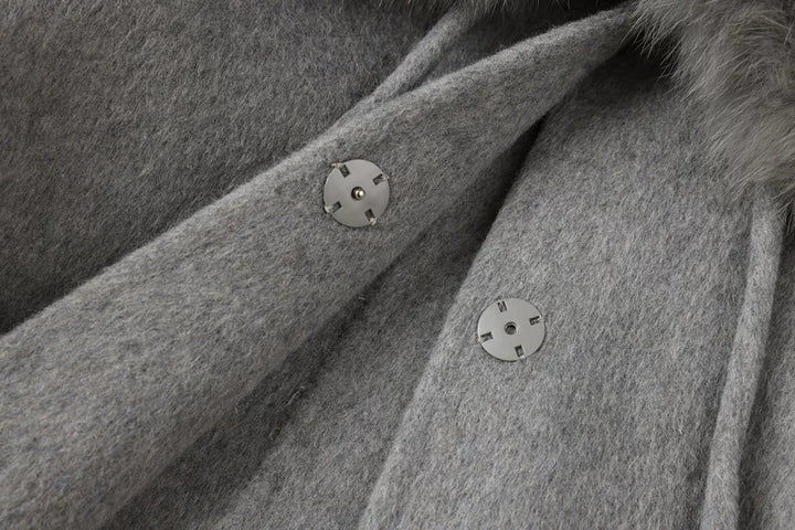 Fur Collar Hooded Wool Coat