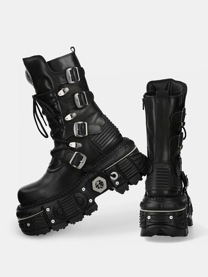 Dicke Sohle Mid-Calf Cyberpunk Stiefel 