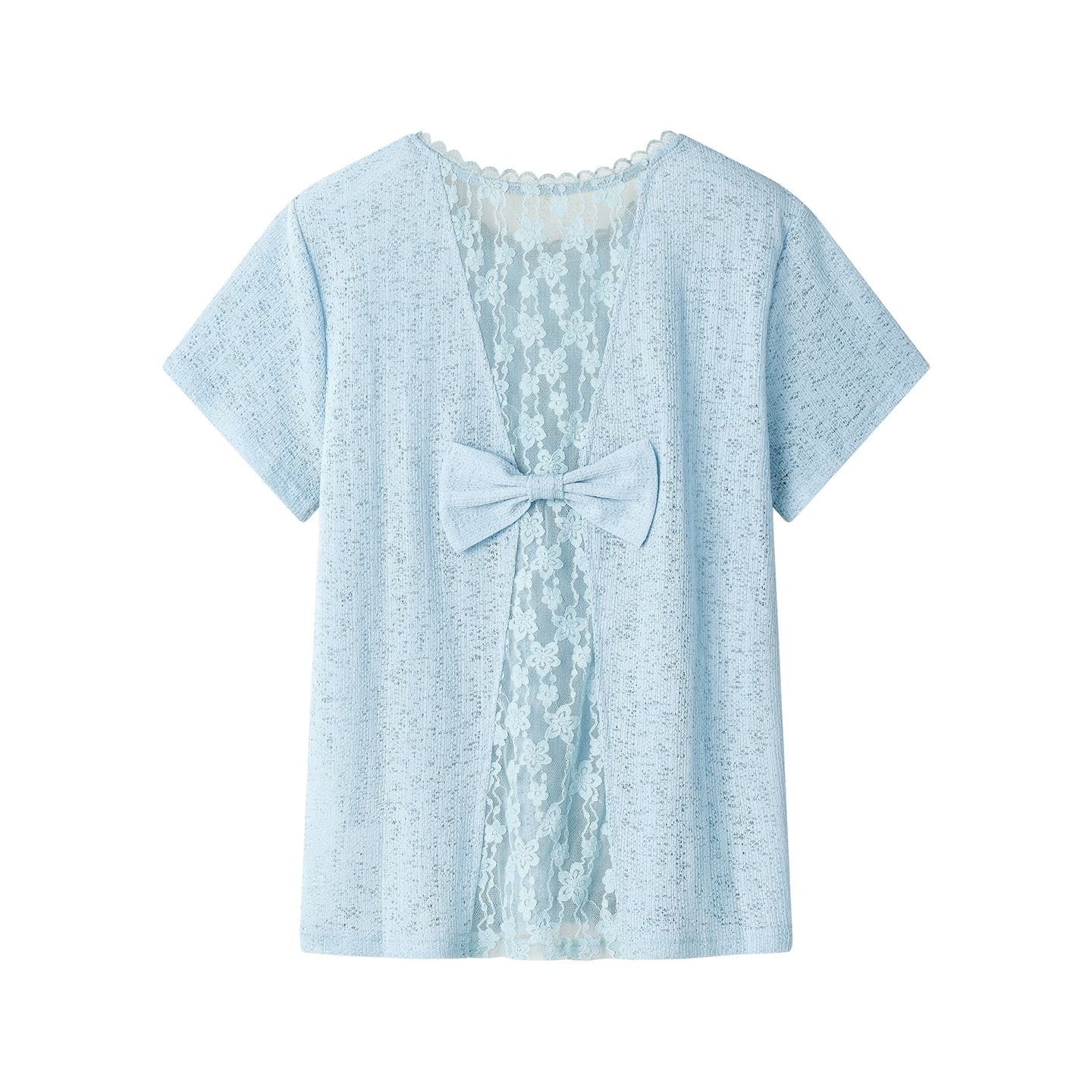 Blusa de Malha com Mangas Curtas e Renda 