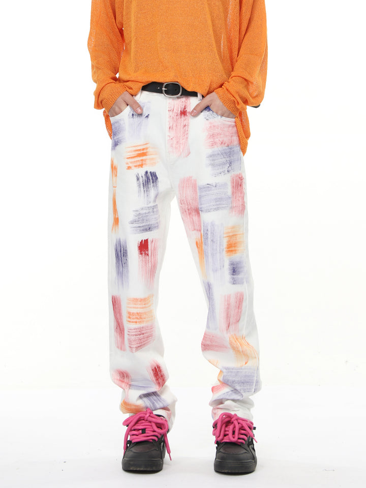 Gemusterte Design Lockere Gerade Hosen 