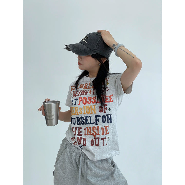 Graffiti Letter Print Slim Fit T-shirt