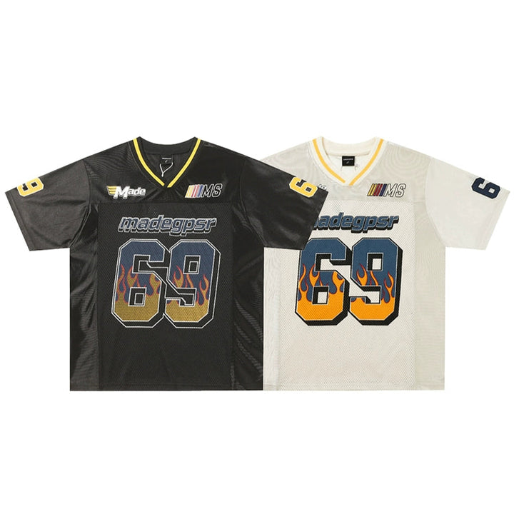 Mesh V-hals Retro Løs Sports Jersey 