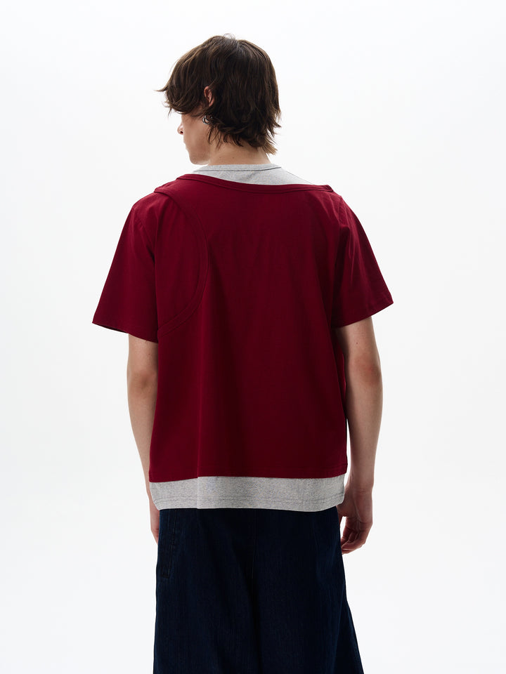 Patchwork Lined Crew Neck T-shirt