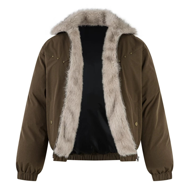 Veste d'hiver en coton doublée en fausse fourrure 