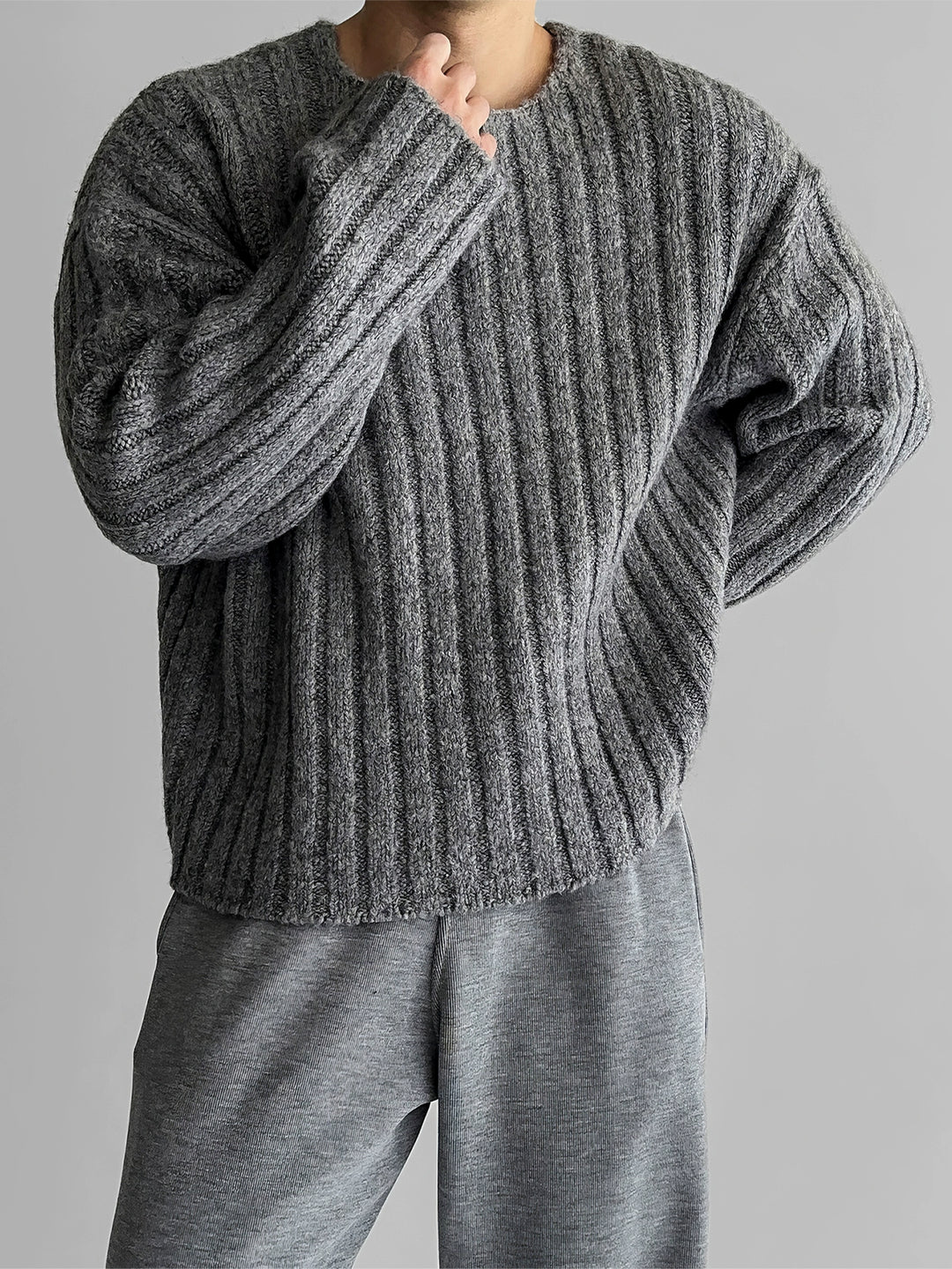 Ribbed Knit Alpaca Wool Sweater