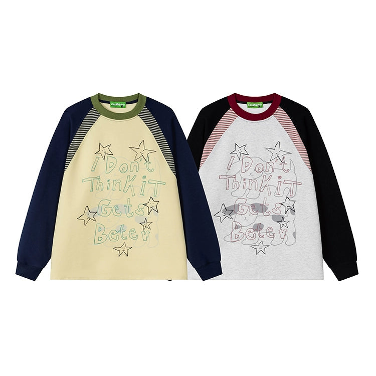 חולצת טי עם שרוול ארוך וגרפיקה בצווארון רגלן 