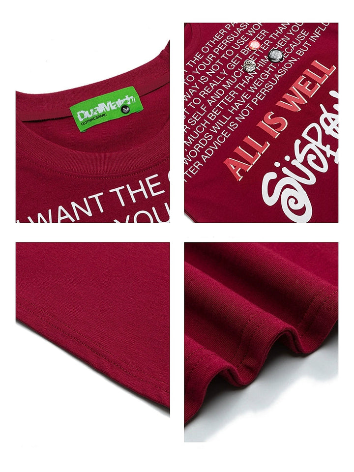Brevprint kortærmet løs T-shirt 