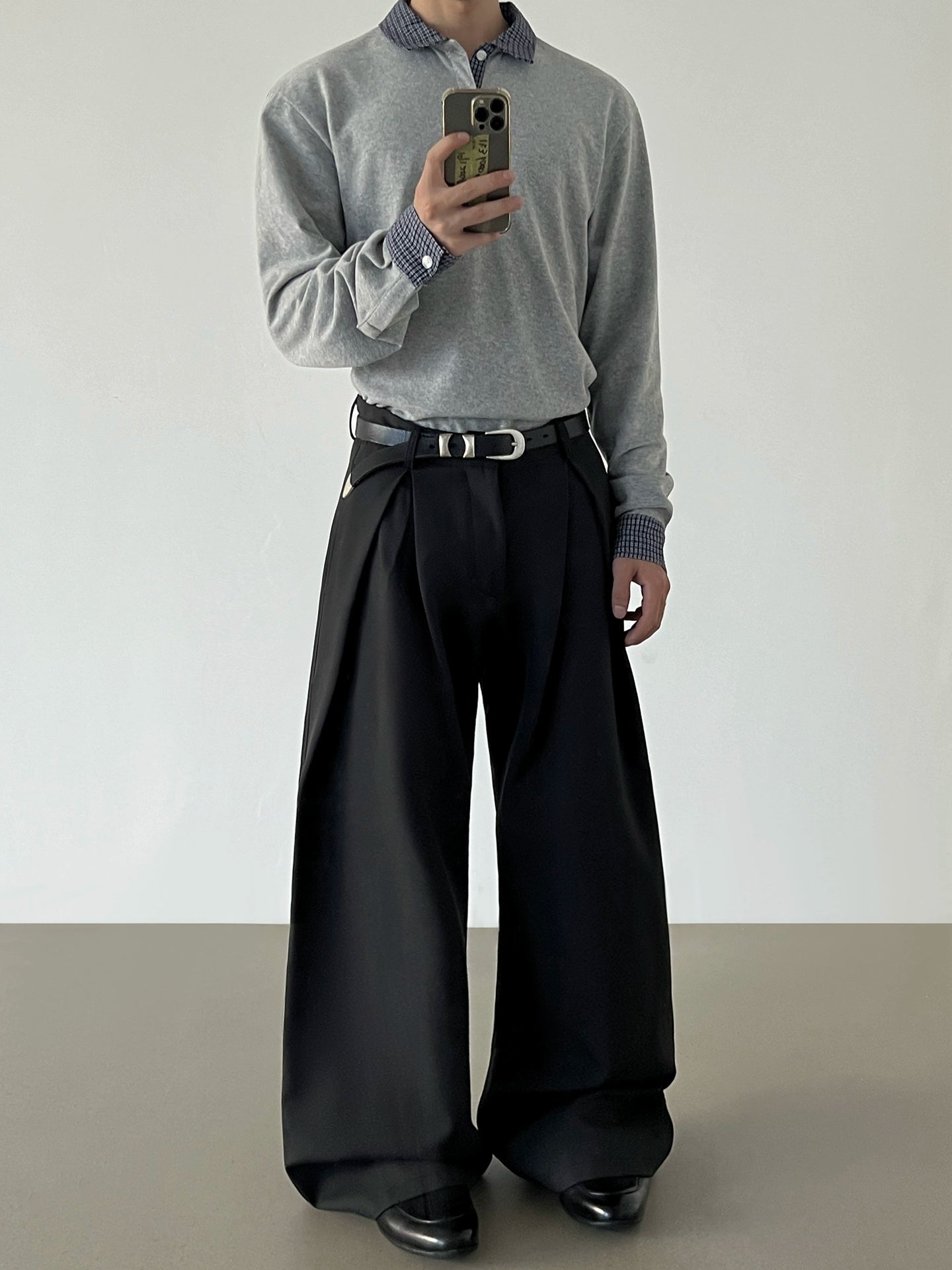 Splicing Polo Collar Pullover