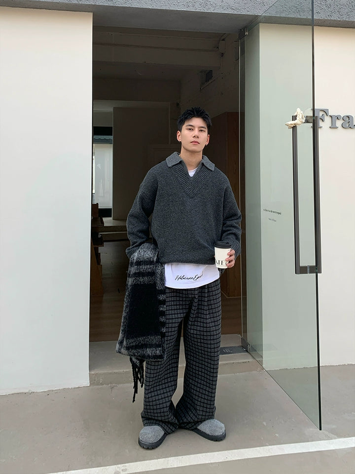 To-delt mænds's strikket sweater sæt 