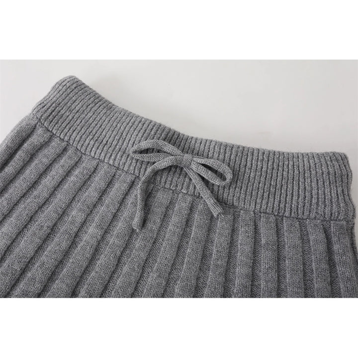 Lace Collar Knitted Sweater and Skirt