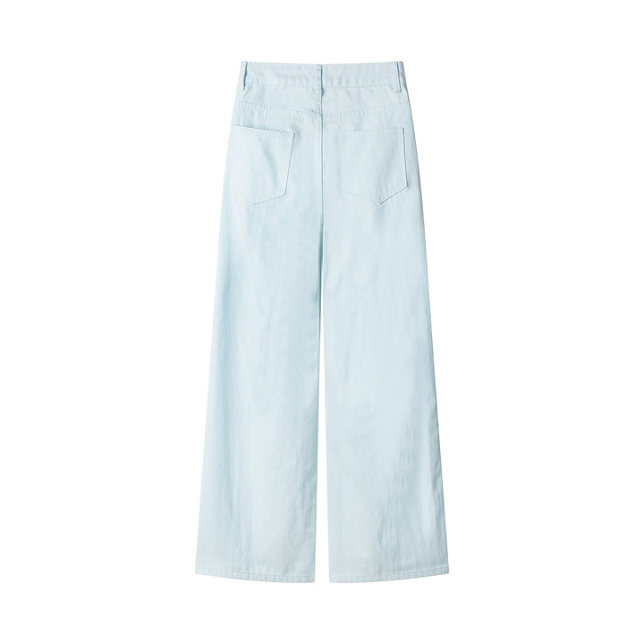 High-Waist Wide-Leg Ripped Straight Pants