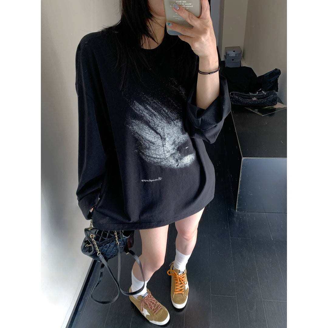 Loose-Fit Printed Long Sleeve Pullover