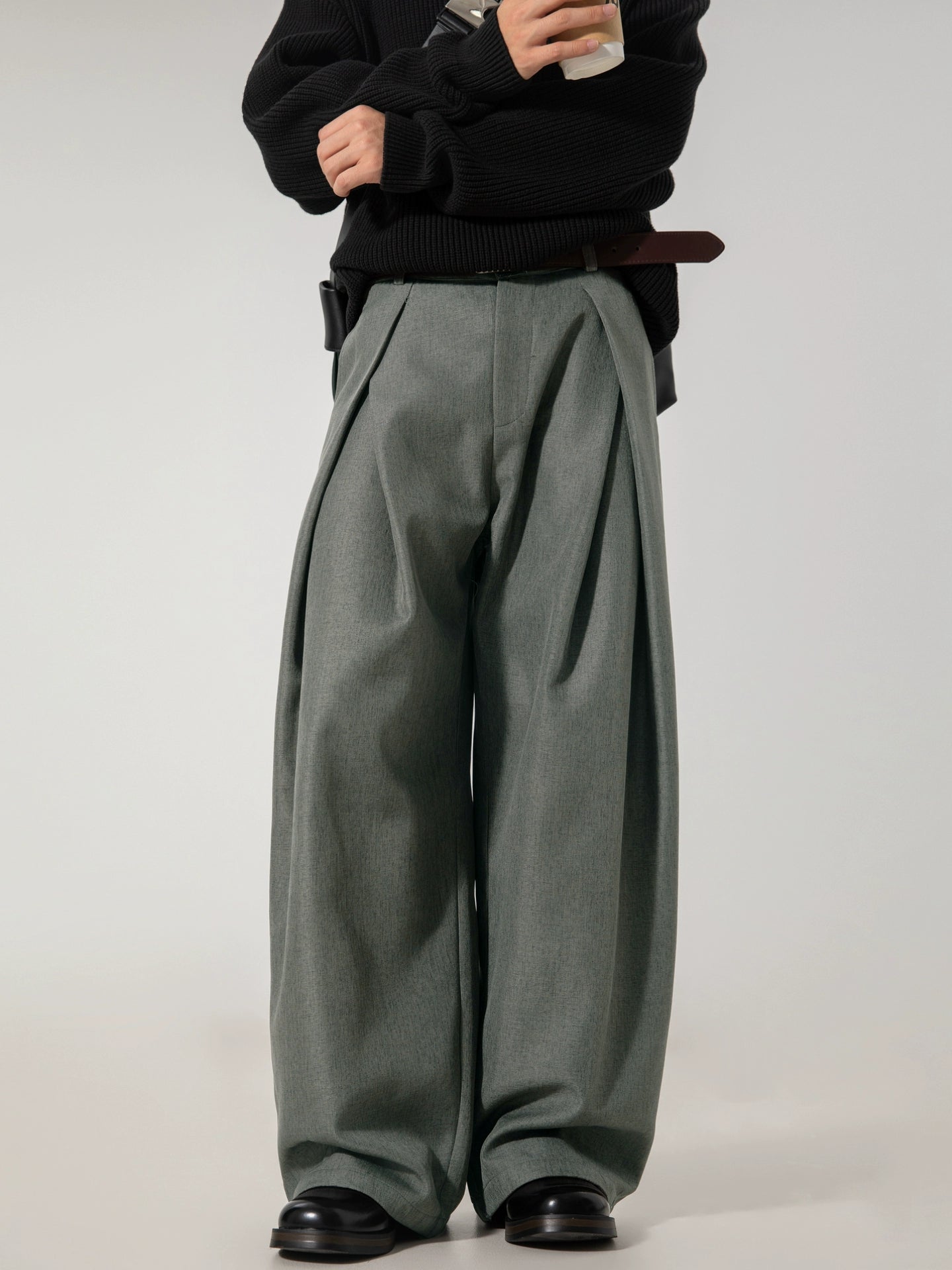 Pleated Wide Leg Casual Pants