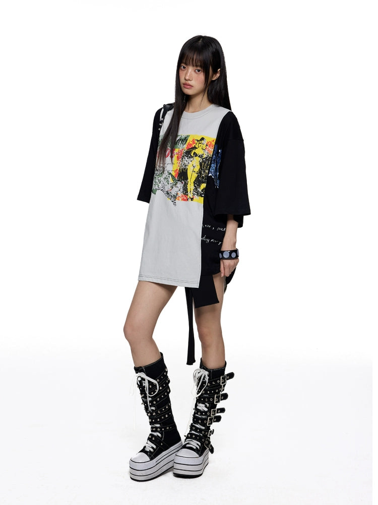 Retro Graphic Oversized Short Sleeve T-Shirt