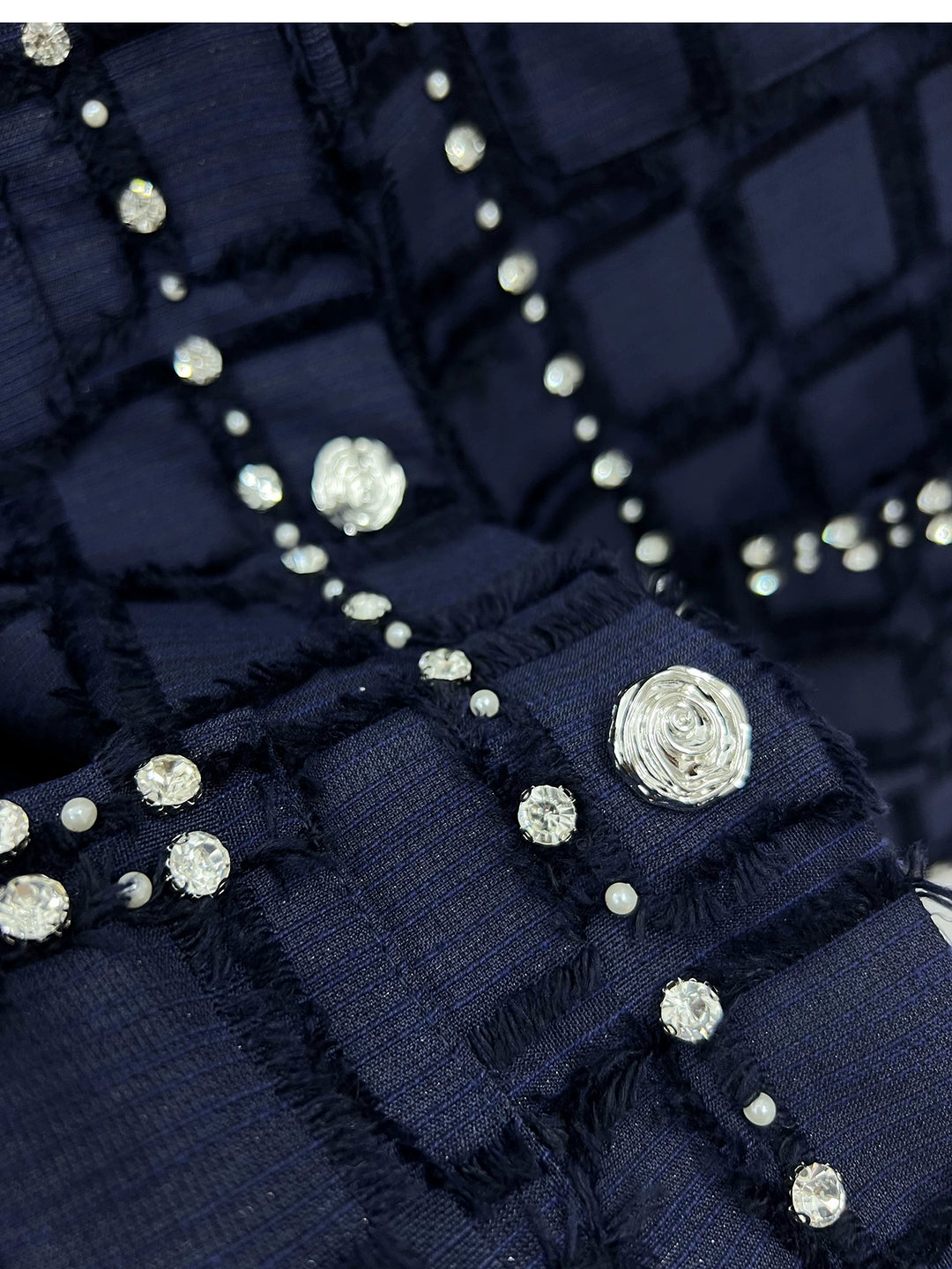 Jaqueta Casual Curta Texturizada em Xadrez Diamante 