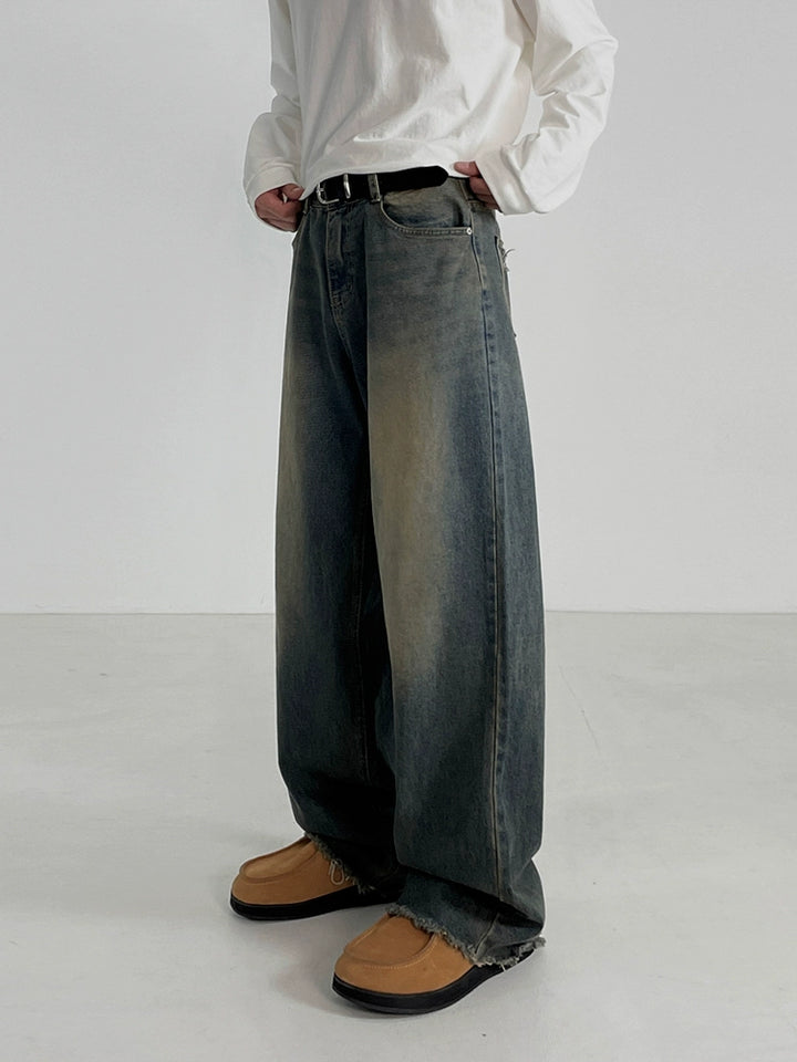 Distressed Loose Fit Washed Jeans Pants