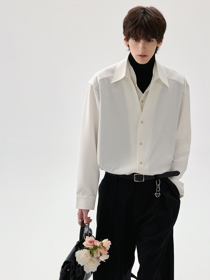Chemise à manches longues avec col superposé résistant aux plis 