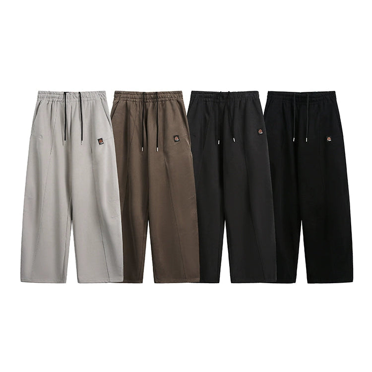 Pantalones casuales sueltos rectos con cordón de ajuste de gran peso 