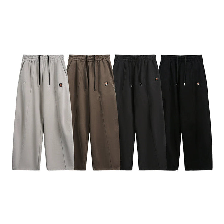 Pantalones casuales sueltos rectos con cordón de ajuste de gran peso 