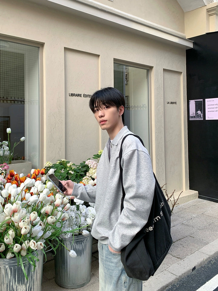 Lapel Long-Sleeve Sweatshirt
