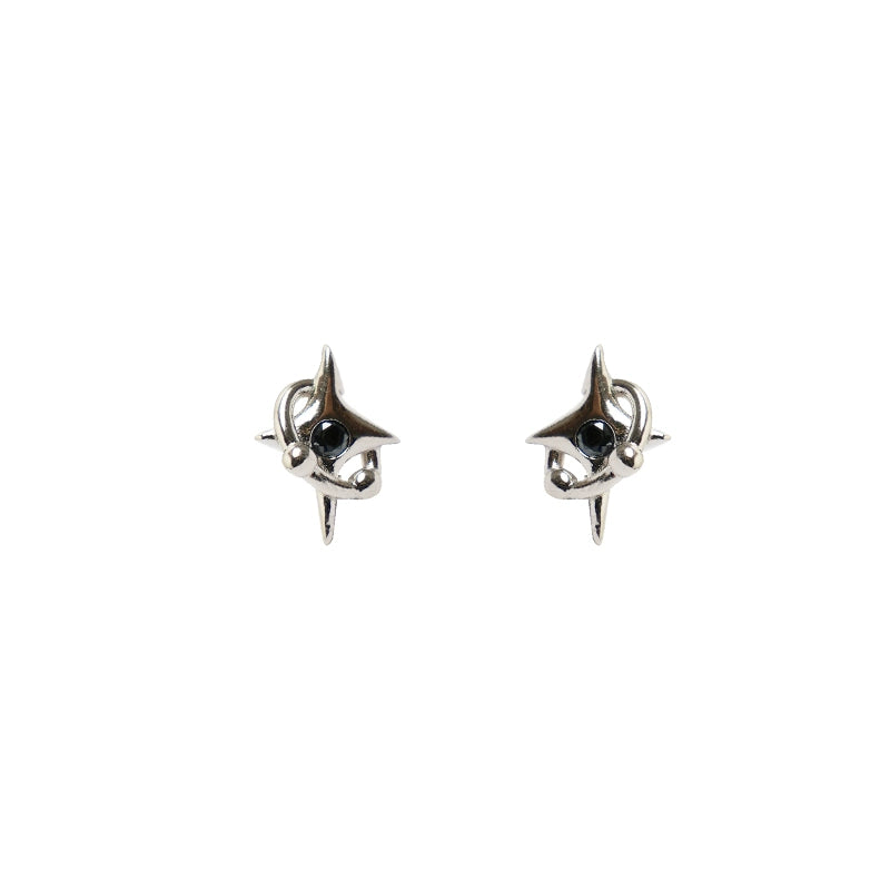 Sterling Silver Cross Planet Stud Earring