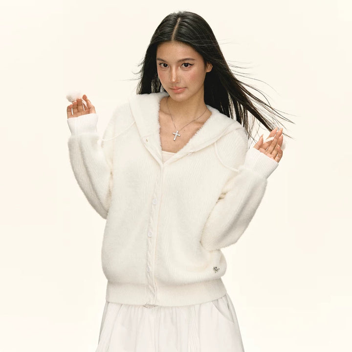 Fuzzy Hooded Zip-Up Sweatshirt